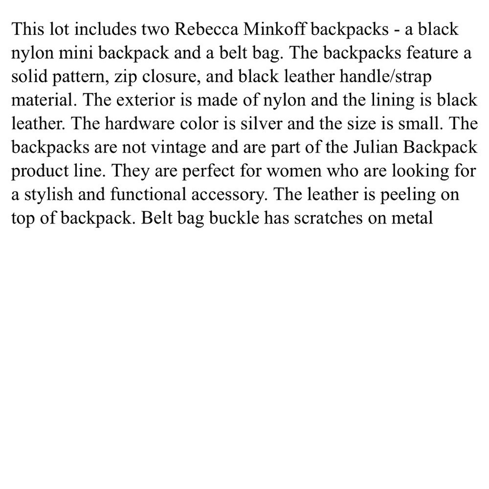 Rebecca Minkoff Black Nylon/Leather Mini Backpack And Belt Bag Lot of 2! - Picture 10 of 10
